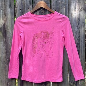 Pink Unicorn Graphic Long Sleeve Top Sz L 10/12